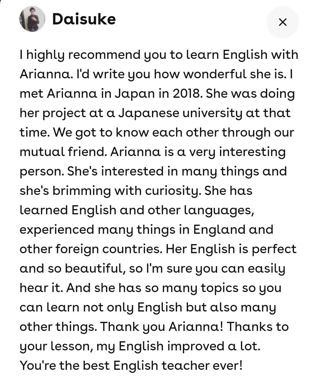 Arianna insegnante privato di inglese recensione